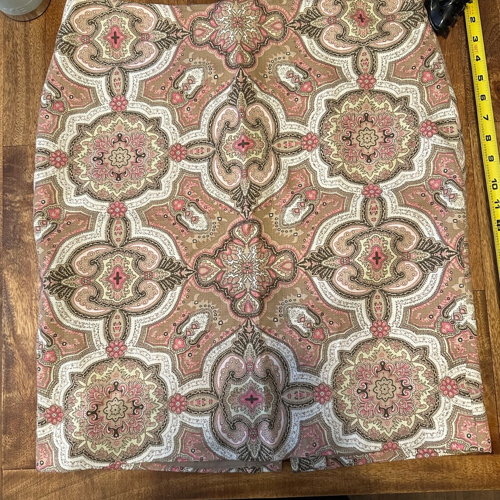 Talbots Paisley Print Skirt in Pink and Tan